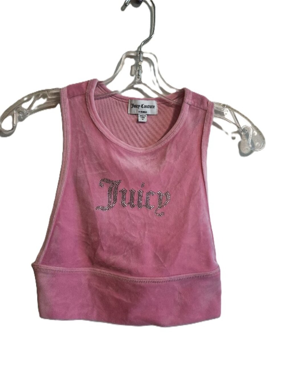 Juicy Couture “OG Bling” Pink Rhinestone Crop Halter Top Women's Size M